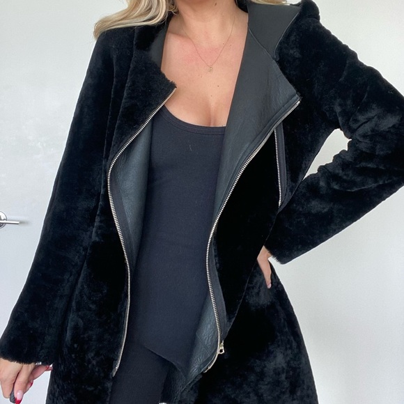 Sandro | Bala Reversible Real Lamb Shearling Coat - Picture 2 of 12